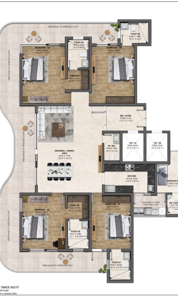 ATLANTIS 360 4+S BHK FLOOR